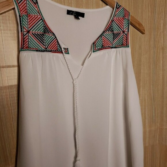 C. Luce Womens White Sleeveless Gauzy Boho Top Medium - Picture 3 of 5